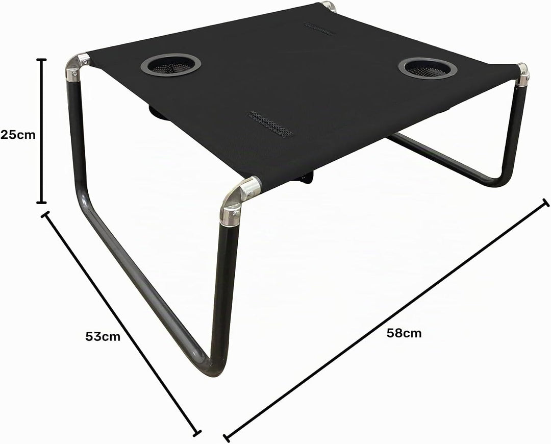 Neso Tragbarer Strandtisch mit Getränkehalter, Handytaschen, leicht für Picknick und Park (schwarz),