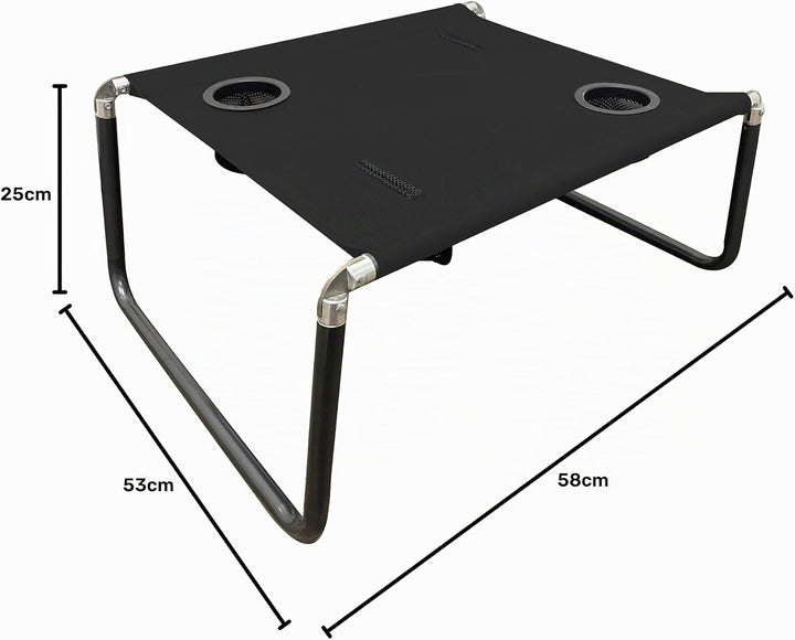 Neso Tragbarer Strandtisch mit Getränkehalter, Handytaschen, leicht für Picknick und Park (schwarz),
