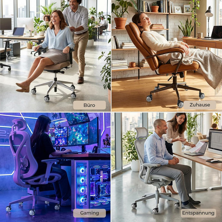 Sytopia Bürostuhl Rollen 5er Set in Grau, Rollen für Bürostühle 11 x 22 mm für Teppichböden, Hartbod