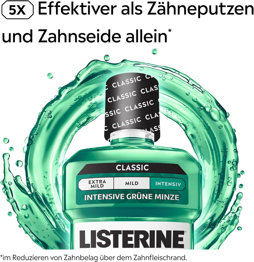 Listerine Fresh Mint (6 x 500 ml), antibakterielle Mundspülung mit ätherischen Ölen für einen frisch