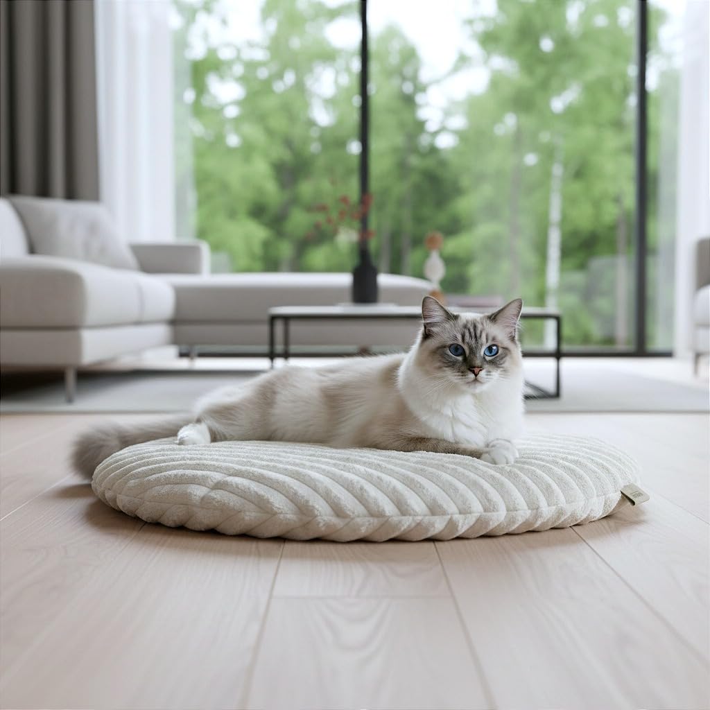 PRASKA Hundematte Katzenkissen für Grosse und Kleine Hunde oder Katzen Rund Ø 50 cm Premium Handcraf
