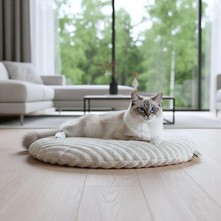 PRASKA Hundematte Katzenkissen für Grosse und Kleine Hunde oder Katzen Rund Ø 50 cm Premium Handcraf