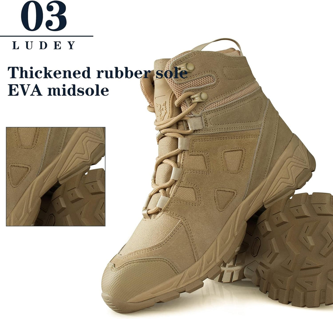 LUDEY Militärstiefel Herren Einsatzstiefel Springerstiefel Bequem Kampfstiefel Tactical Schuhe Dauer