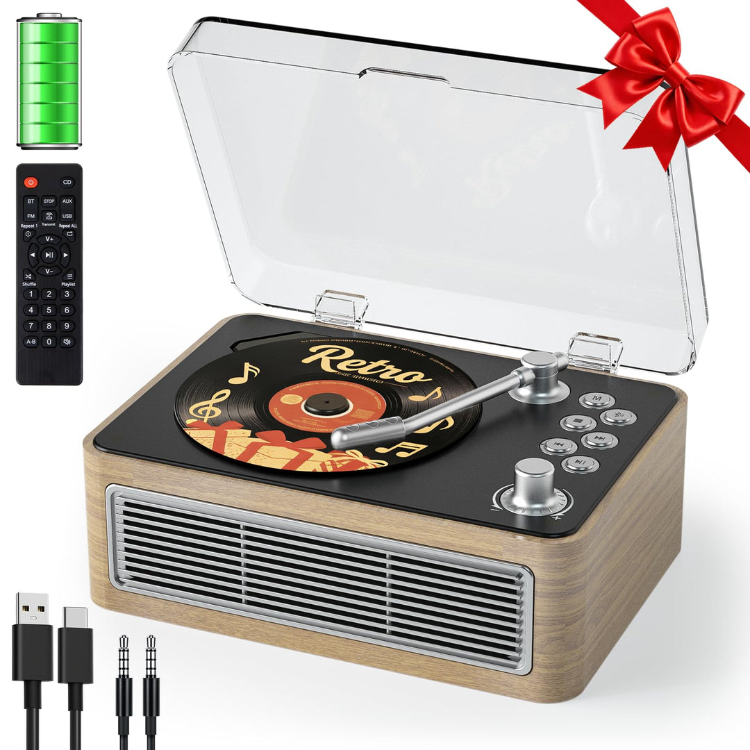 Gueray Tragbarer CD Player Bluetooth CD-Player mit Lautsprecher & Radio & Fernbedienung Unterstützt