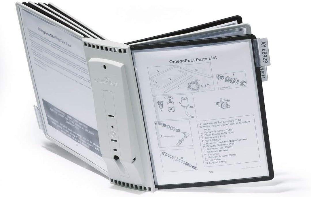 Durable Sichttafelsystem Sherpa Wall mit 10 Sichttafeln, 1 Stück, schwarz/grau, 563122 Wand 10 Tafel