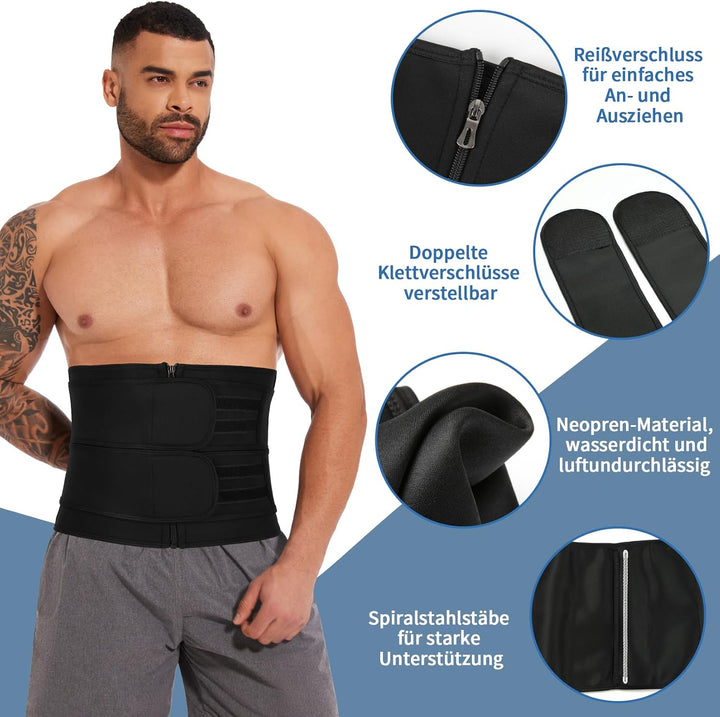 SLIMBELLE Bauchweggürtel Neopren Damen Herren Sweat Belt Waist Trainer | Dieser Neopren Schweissgürt