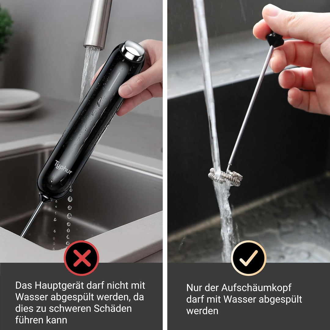 Typhur InstaWhisk Milchaufschäumer elektrisch, Milchschäumer Stab mit variabler Geschwindigkeit, USB