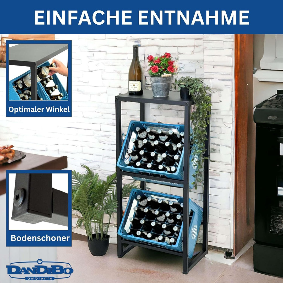 DanDiBo Getränkekistenregal 2 Kisten mit Ablage Schmal Metall Stehend 96541 Getränkekistenhalter 100