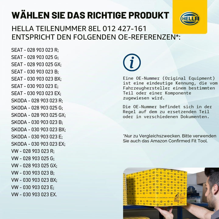 HELLA - Generator/Lichtmaschine - 14V - 70A - für u.a. Seat Ibiza II (6K1) - 8EL 012 427-161