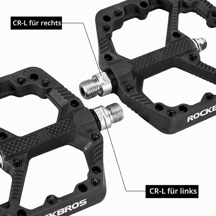 ROCKBROS Fahrradpedale Nylon MTB Pedale rutschfest Verschleissfest 9/16’’ Pedale für MTB, Rennrad, E