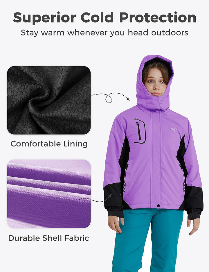 Wantdo Mädchen Berg Ski Jacke Warmer Winter Fleece Mäntel Wasserdichter Atmungsaktive RegenMäntel Ou