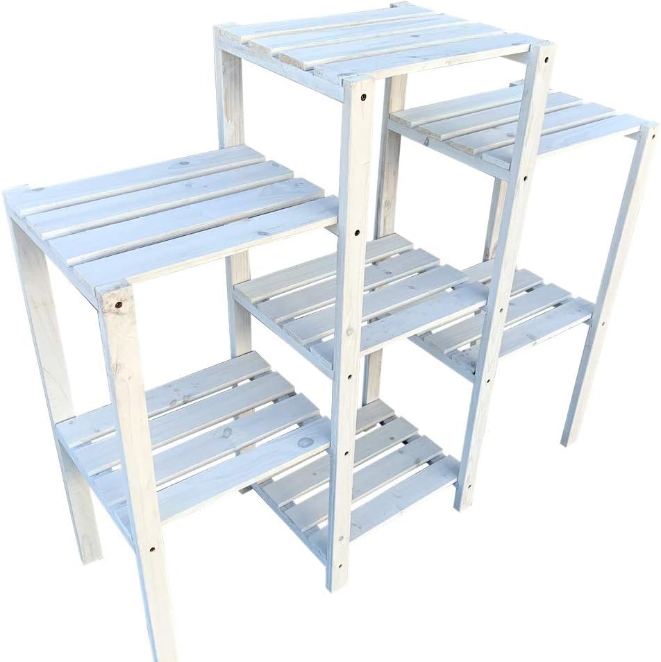 Melko Blumentreppe Pflanzentreppe mehrstöckig 97 x 31 x 87 cm Holzregal Weiss Blumenregal Pflanzrega