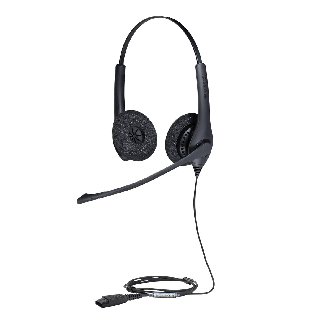 Jabra Biz 1500 Quick Disconnect On-Ear Stereo Headset - Corded Headphone with Noise-cancelling Micro