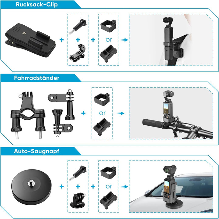 Zubehör Set Kit Bundle für DJI OSMO Pocket 3/Pocket 4, oGoDeal Ständer, Hartschalenkoffer, Selfie St