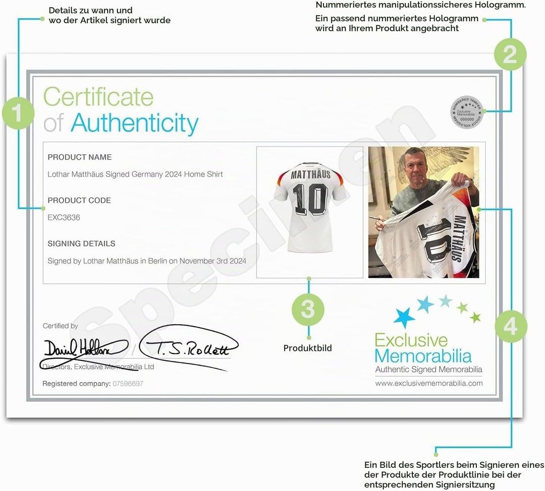 Exclusive Memorabilia Von Lothar Matthäus signiertes Deutschland-Trikot. Hochwertiger Rahmen