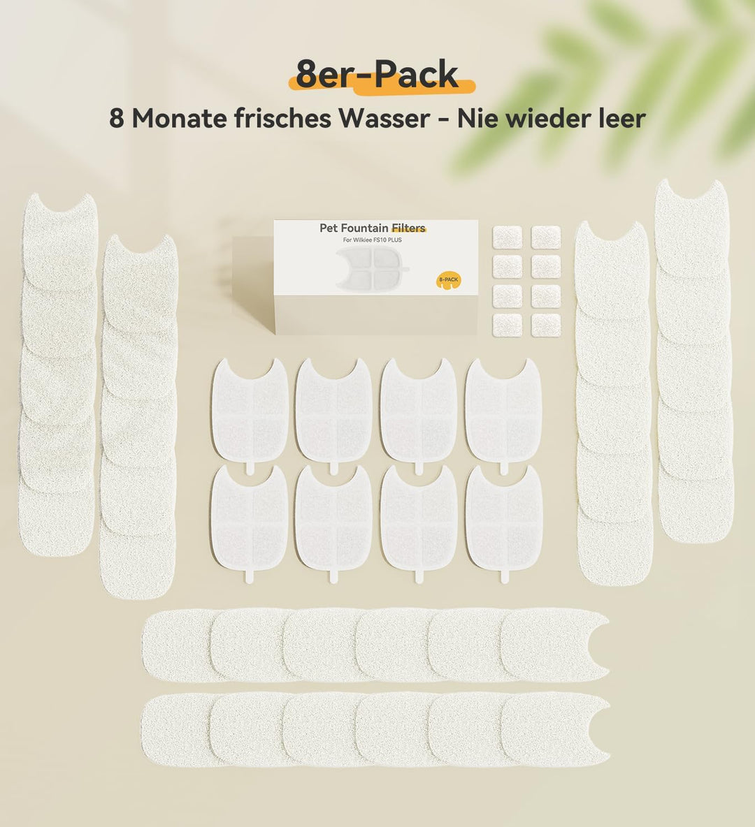 Katzenbrunnen Filter 8er Pack für Trinkbrunnen für Katze FS10LUS, 6-stufiger Filter 8-Monats-Set Ers