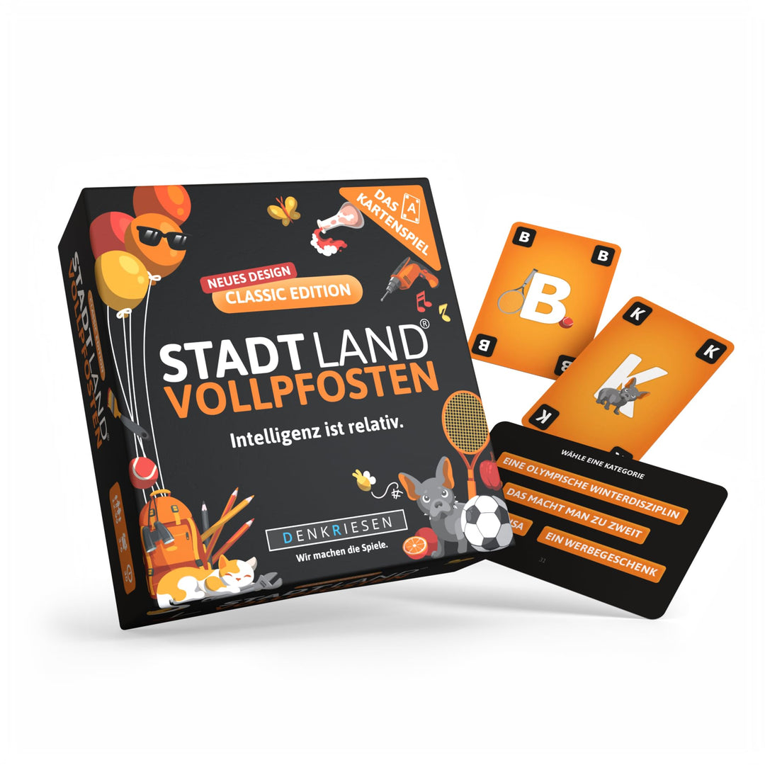 DENKRIESEN - Stadt Land VOLLPFOSTEN - Das Kartenspiel - Classic Edition | Geschenkidee| Stadt Land F