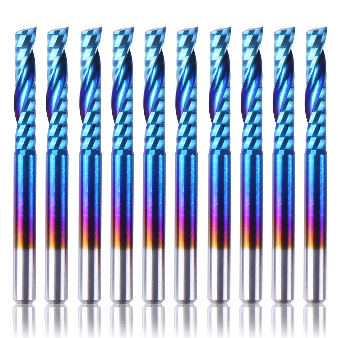 SainSmart Genmitsu 10Pcs Nano Blue Coat flache Nase Schaftfräser CNC Fräser, 1/8 "Schaft Spirale Upc