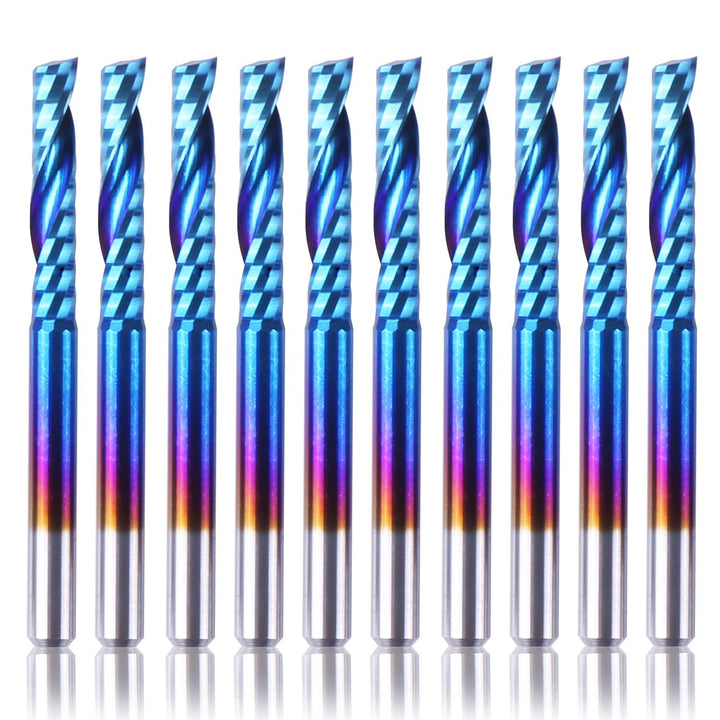SainSmart Genmitsu 10Pcs Nano Blue Coat flache Nase Schaftfräser CNC Fräser, 1/8 "Schaft Spirale Upc