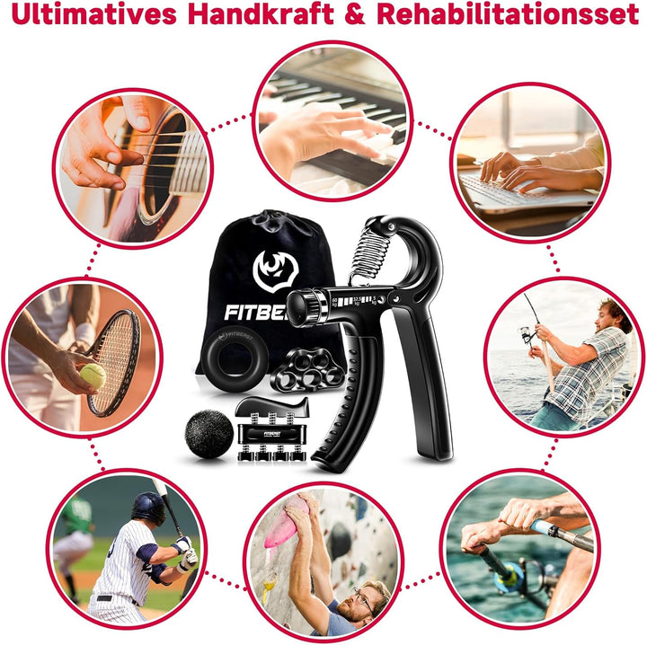FitBeast Handtrainer Fingertrainer, Griffkraft Trainer Trainingsset - 5er-Pack, Verstellbarer Grip T