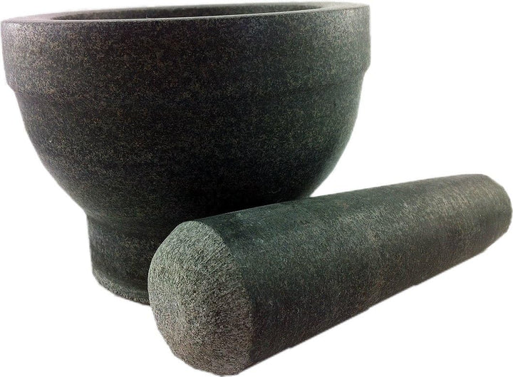 Granit Mörser mit Stössel (massiver Mörser aus Granit mit Schlegel) polierte Ausführung, iapyx®