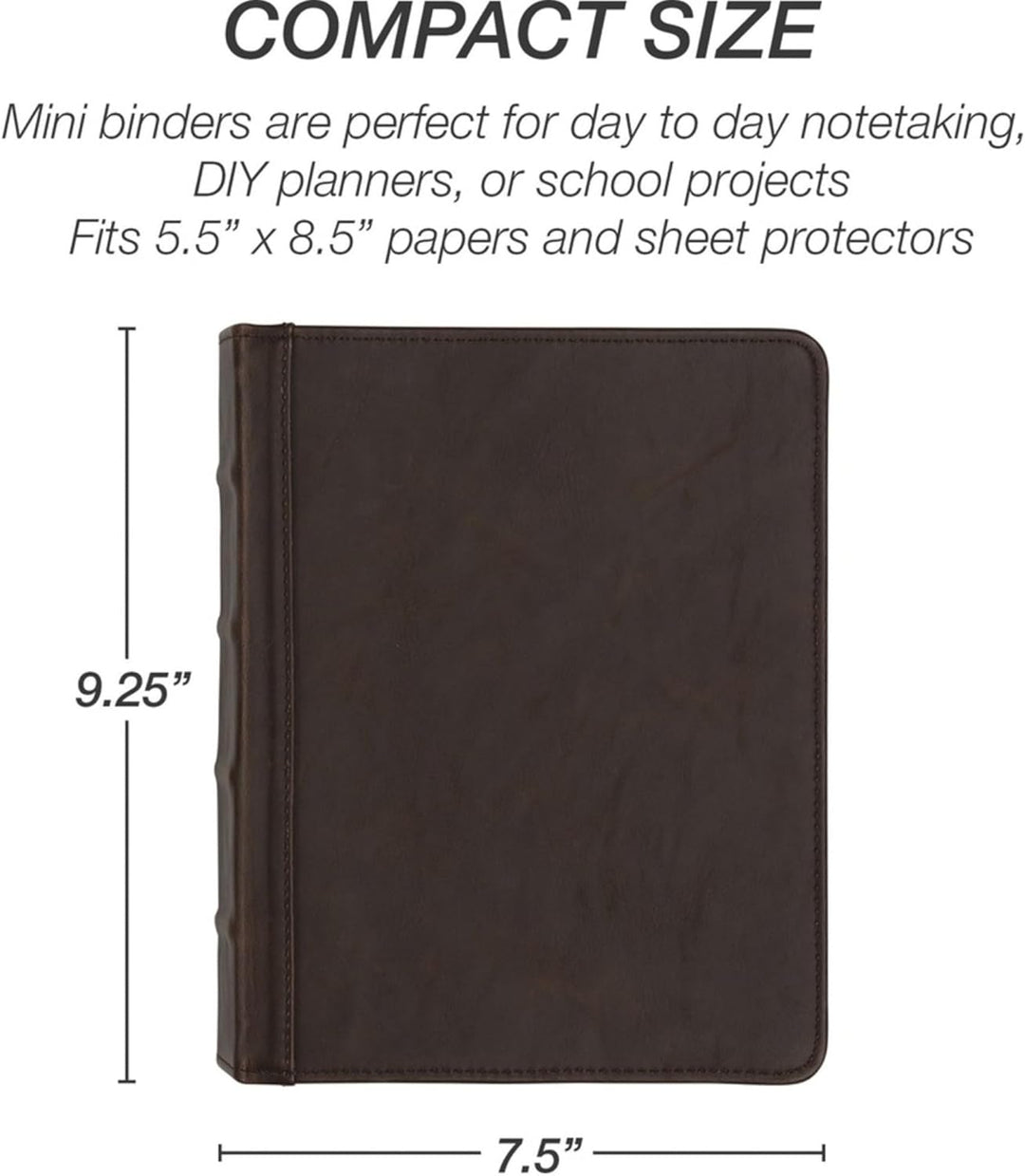 Samsill, SAM15337, Vintage Jr. 1" Round Ring Hardback Binder, 1 Each, Dark Brown Dark Brown 9 2/5\"