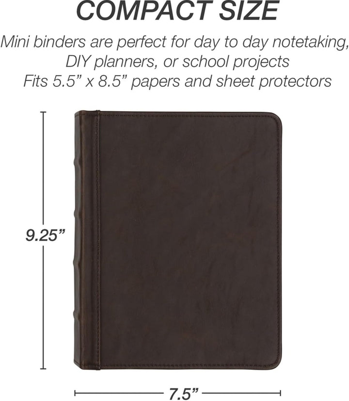 Samsill, SAM15337, Vintage Jr. 1" Round Ring Hardback Binder, 1 Each, Dark Brown Dark Brown 9 2/5\"