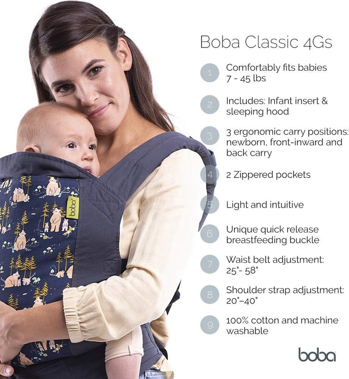 Boba Babytrage Classic Carrier - Babytragetasche im Rucksack Stil – Tragen Sie Ihr Kind auf dem Bauc