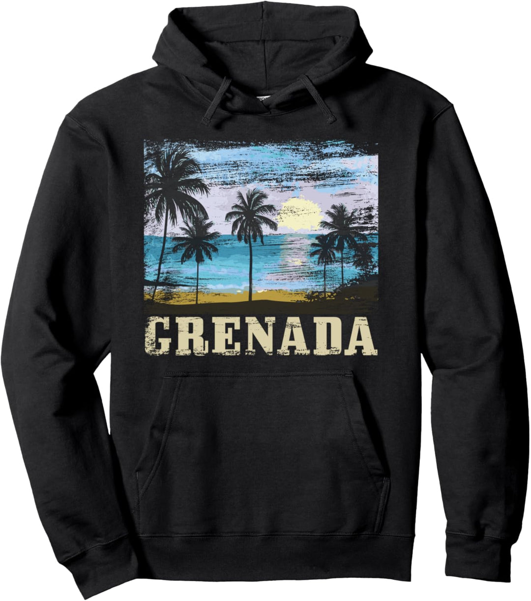 Grenada Vintage Surfer Palmen Karibik Souvenir Pullover Hoodie