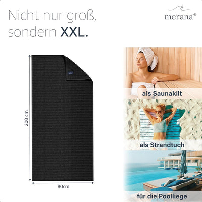 Merana Oslo Sauna- und Strandtuch | extra gross | saugstark, weich und fusselfrei | Frottier Luxus Q