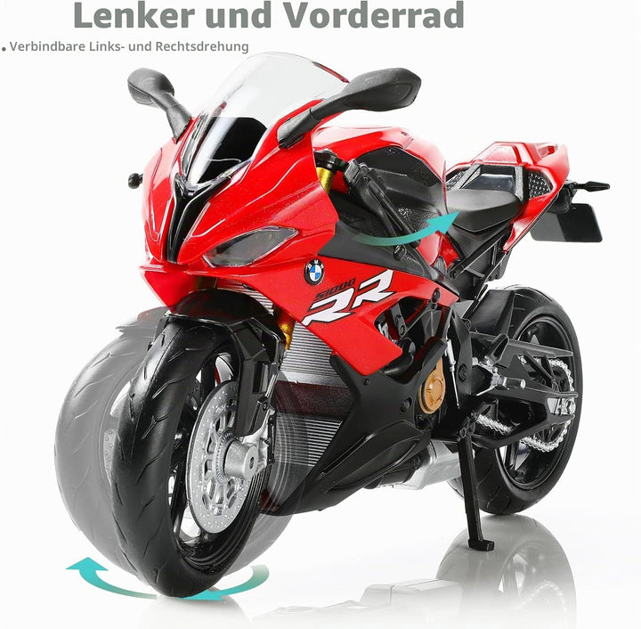Risopen 1/12 BWM S1000RR Motorrad Modell Spielzeug Mini Legierung Metall Diecast Motorrad Modell Wei