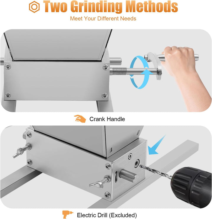 4L Manuelle Getreidebrecher 2 Rollen Verstellbare Malzmühle Getreidemühle Heimbrauer Schrotmühle Cru