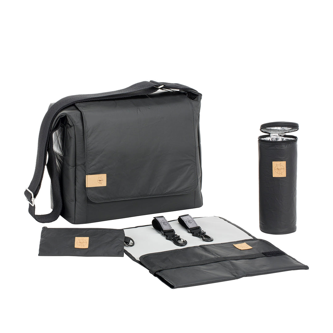 LÄSSIG Baby Wickeltasche Stylische nachhaltig Umhängetasche inkl. Zubehör / Messenger Bag Tyvek, sch