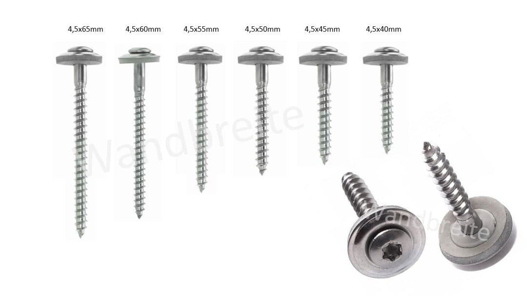 Set aus je 100 Stück Kalotten & Spengler-Schrauben TX20 EPDM-Dichtscheiben 4,5x45mm für Trapez-Sinus