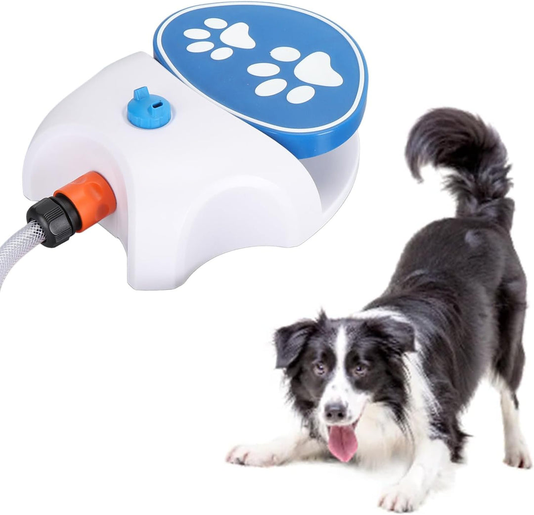Wasserbrunnen für Hunde, Tritt-auf-Pfote-aktivierter Wassersprinkler für Hunde Im Freien mit Schlauc