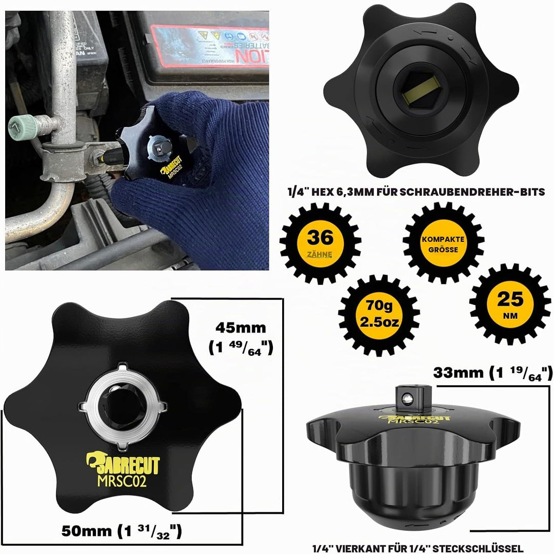SabreCut 1 x MRSC02 DualDrive Vierkantantrieb Daumen-Mini-Mikro-Ratsche 1/4 Zoll professionelle Fing