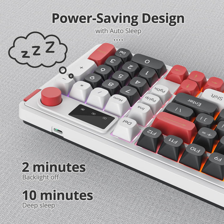 SbocKeeb 96% Kabellose Gaming Tastatur, Leise Membran Tastatur Mechanisches Gefühl mit Ziffernblock,