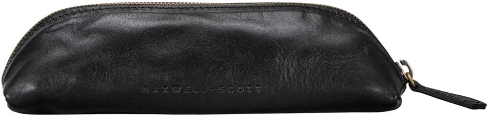 Maxwell Scott Italienisches Leder Federmäppchen Felice in Schwarz, Schwarz