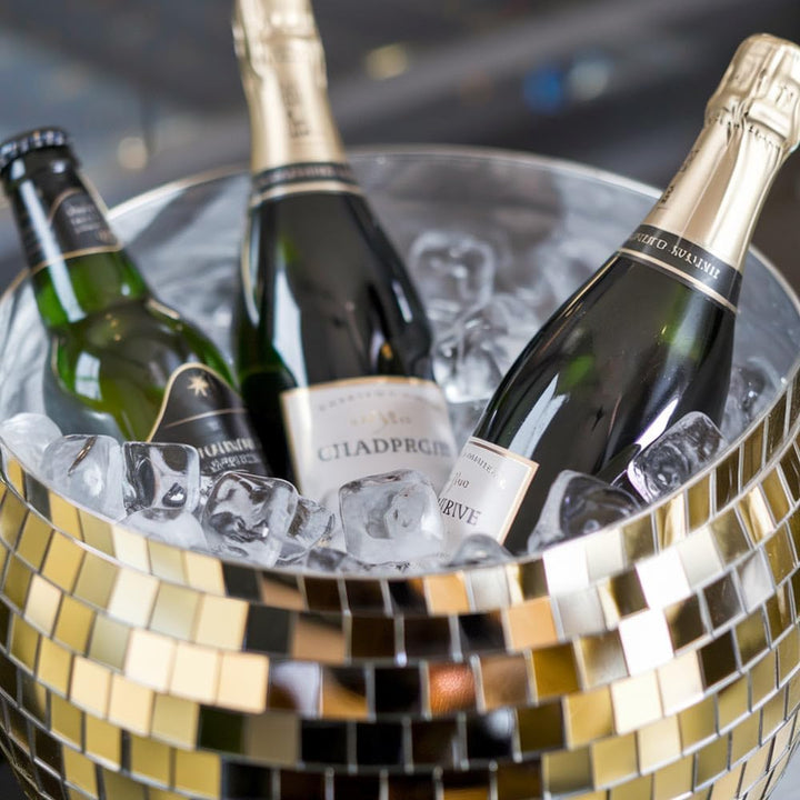 MikaMax Eiskübel Discokugel Gold – XL 11 Liter – Getränkekühler für Partys – Weinkühler &amp; Eisbehälte