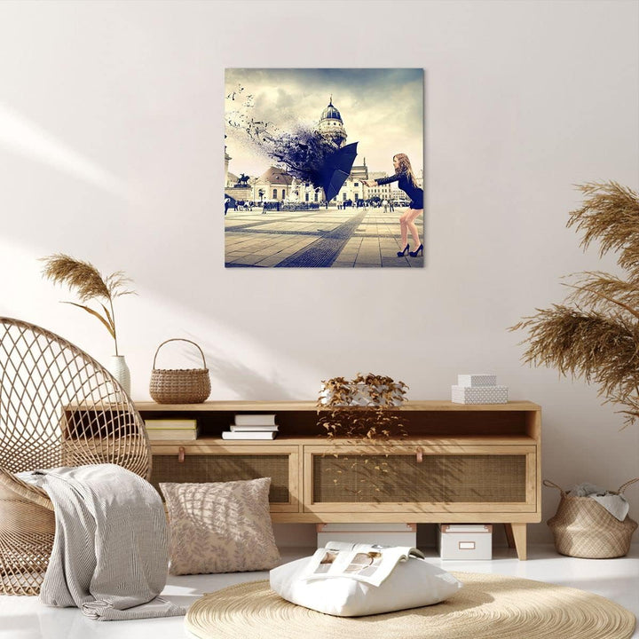 Bilder auf Leinwand Stadt landmarken quadrat regenschirm Leinwandbild 60x60cm Wandbilder Dekoration