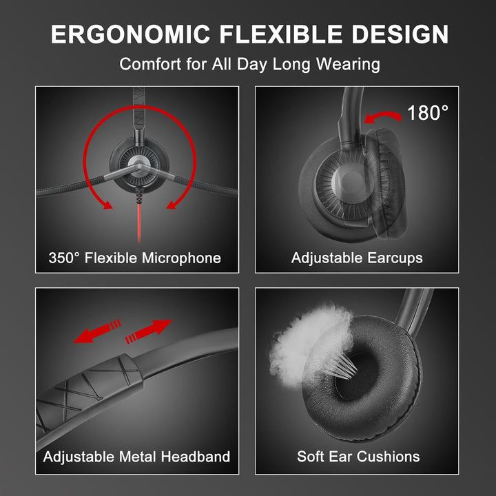 Callez USB Headset mit Mikrofon, PC Headset mit ENC Dual Noise Cancelling Mikrofon, USB Kopfhörer mi