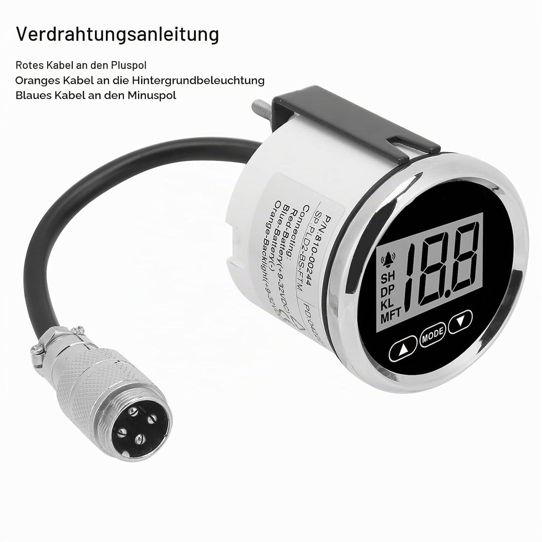 Tiefenmesser Boot,Bootstiefenmesser,52 Mm / 2 Zoll Marine-Tiefenmesser Digitaler Tiefenmesser Rang 1