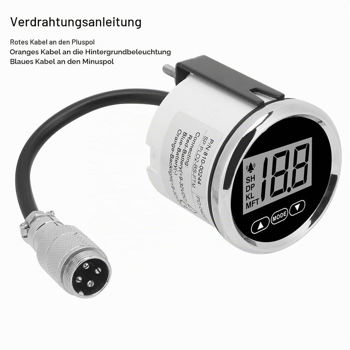 Tiefenmesser Boot,Bootstiefenmesser,52 Mm / 2 Zoll Marine-Tiefenmesser Digitaler Tiefenmesser Rang 1