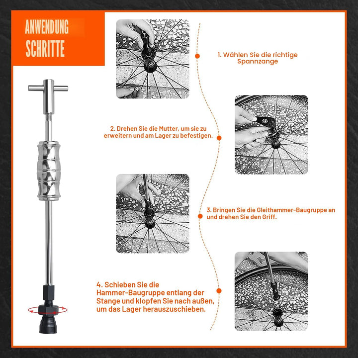 12/13 TLG 8-32 mm Sackloch-Innenlager-Abzieher-Set mit Gleithammer und erweiterbaren Spannzangen für