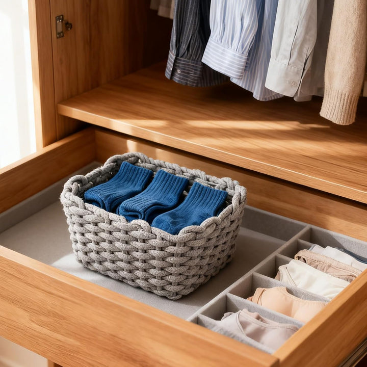 STARVAST 3 Stück Burr Basket 20 x 15 x 12 cm Häkelkorb Quadrat Aufbewahrungskorb Klein Organizer Kor