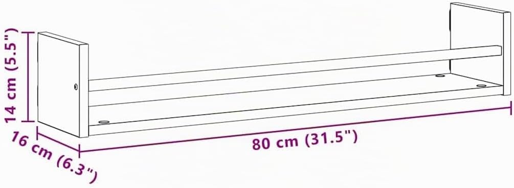 vidaXL Wandregal Wandmontiert 2 pcs Altholz 80 x 16 x 14 cm, Rechteckiges, modernes Wandregal, viel