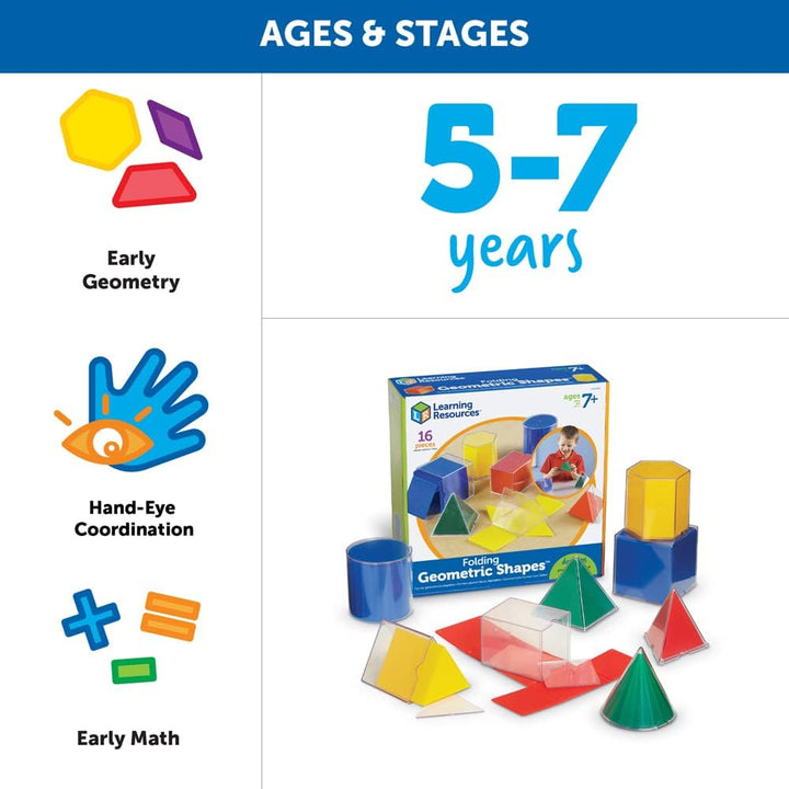 Learning Resources Original Faltbare geometrische Formen (16 Stück), geometrische körper montessori