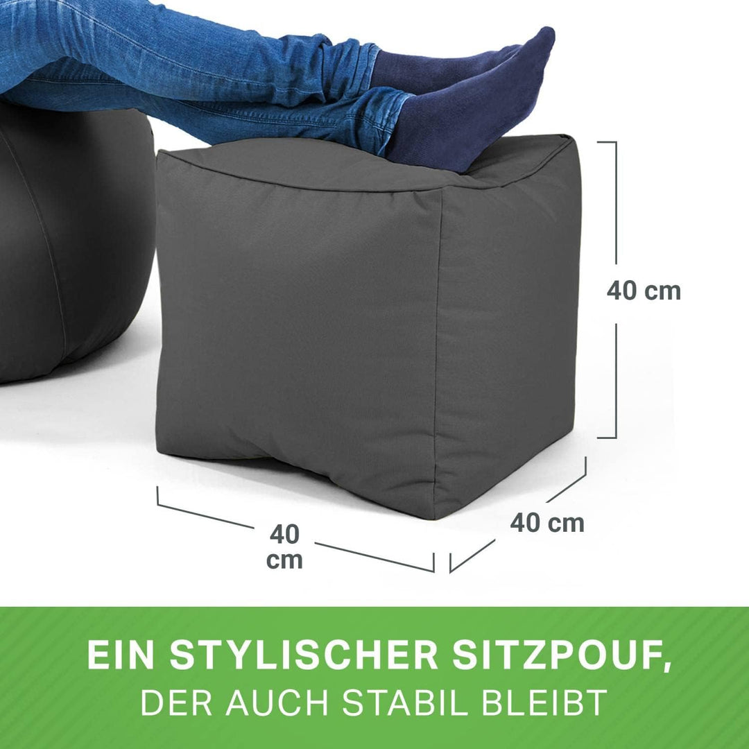 Green Bean© Sitzsack-Hocker 40x40x40cm mit EPS-Perlen Füllung - Fusshocker Fusskissen Sitz-Pouf für