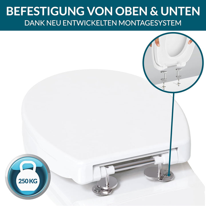 Premium WC Sitzerhöhung 5 cm aus Duroplast - Erhöhter Toilettensitz für bequemes Sitzen inkl. Absenk