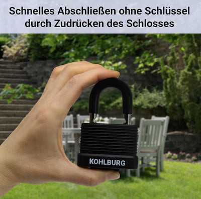 KOHLBURG Kabelschloss 5 Meter lang - Schloss einfach ohne Schlüssel abschliessbar - Stahlseil 5 m fü